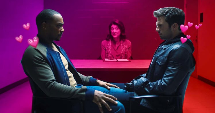 Sam and Bucky in therapy in Falcon and Winter Soldier