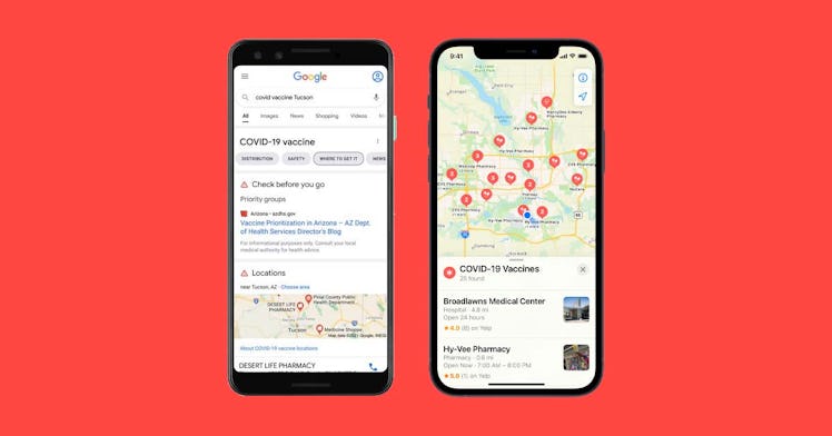 Google maps provides vaccine sites and eligiblity information