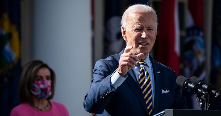 Biden speaks outside