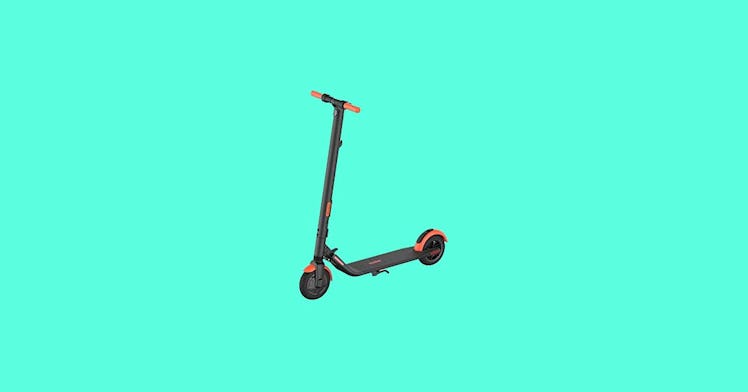 A safe electric scooter for kids against an aqua background
