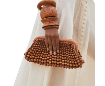 Nia Wood Beaded Clutch by Cult Gaia