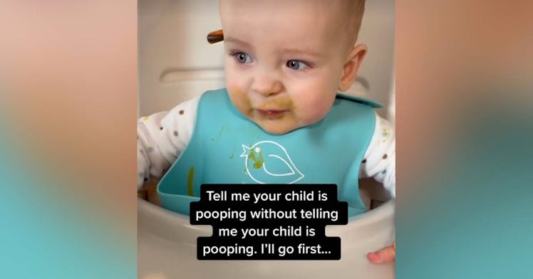 A baby on TikTok makes a face that suggests they are pooping