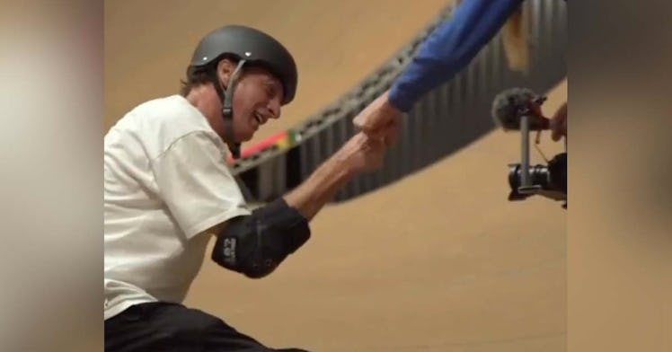 Tony Hawk erupts in tears after doing his final Ollie 540