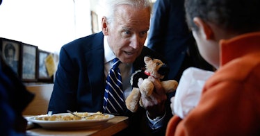 Joe Biden speaks to a little kid