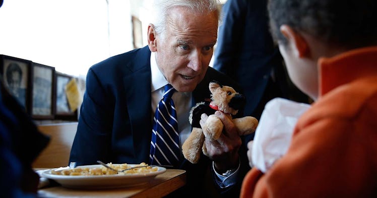 Joe Biden speaks to a little kid