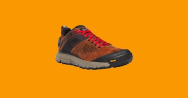 the new Danner hiking shoe for men, against an orange background