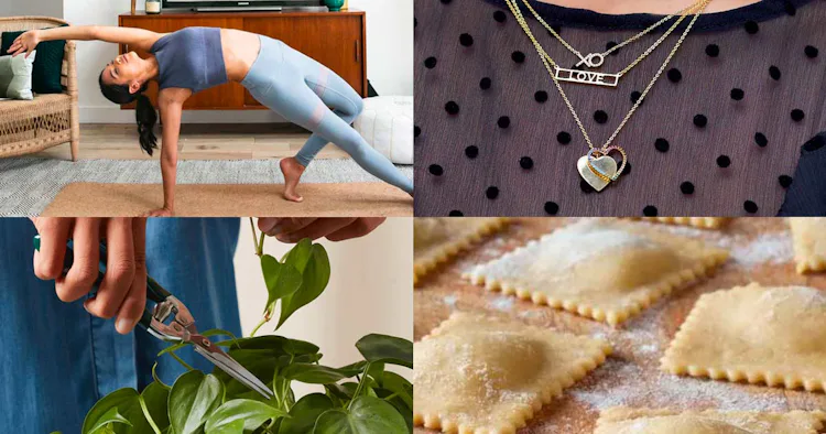 Four images in a grid of last-minute mother's day gifts