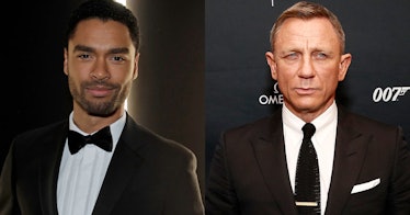 A two-part collage of Rege-Jean Page and Daniel Craig side-by-side