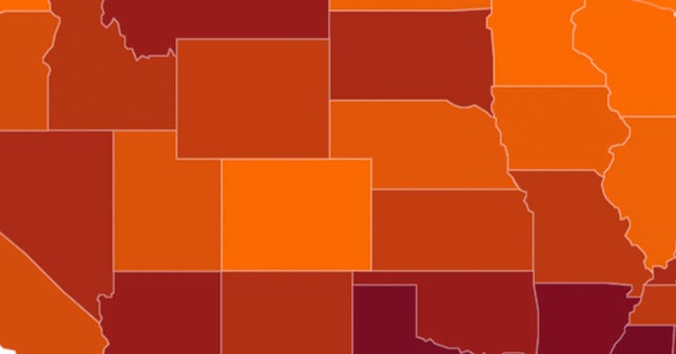 Map of states affected by climate change