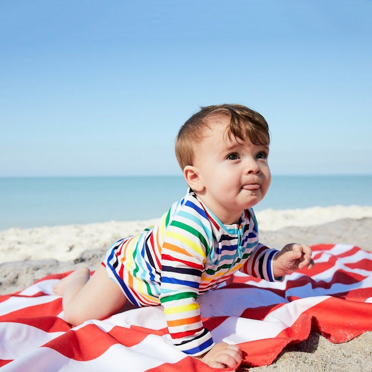 Rainbow Stripe One-Piece Rash Guard by Primary