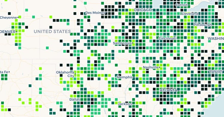 A screenshot of a mpa showing how much youth sports parents travel