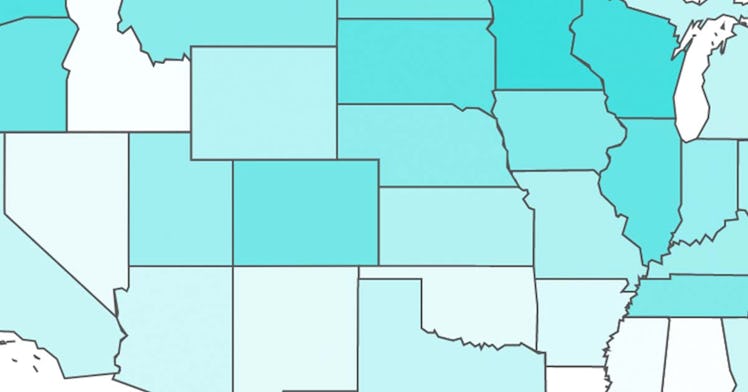 This map shows the best and worst states for working from home