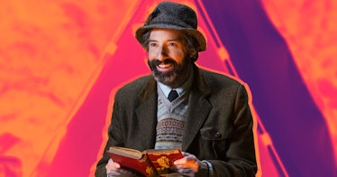 The main character from "The Mysterious Benedict Society" holding a book, smiling.