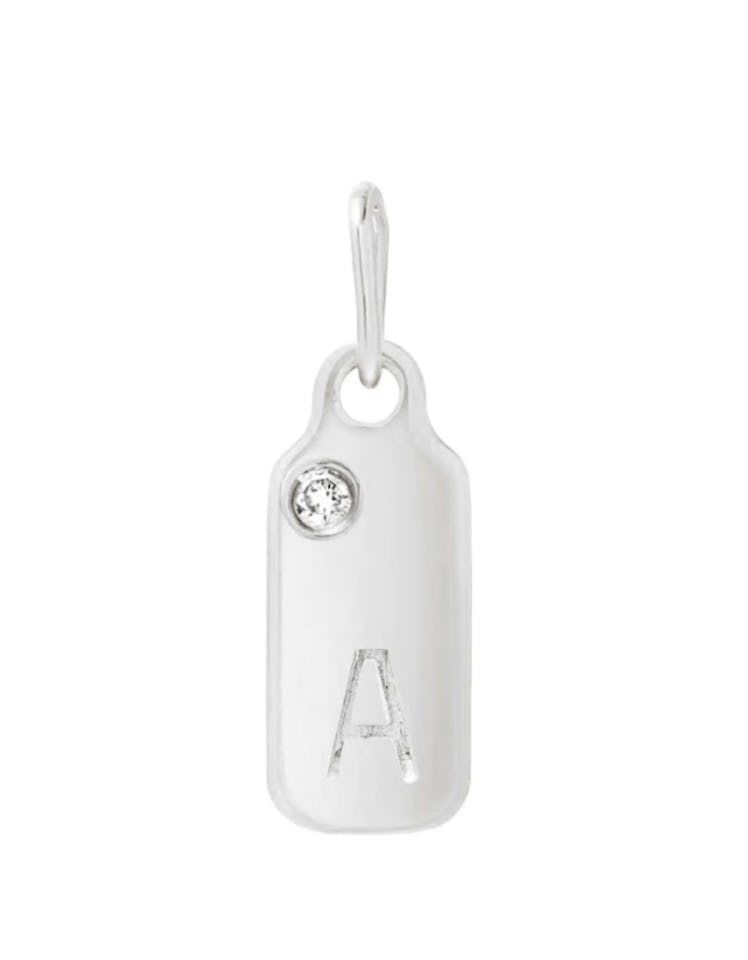 Diamond Accented Initial Dog Tag Pendant by MINI MINI JEWELS