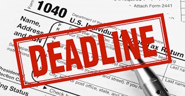 A tax form with a deadline thing on it