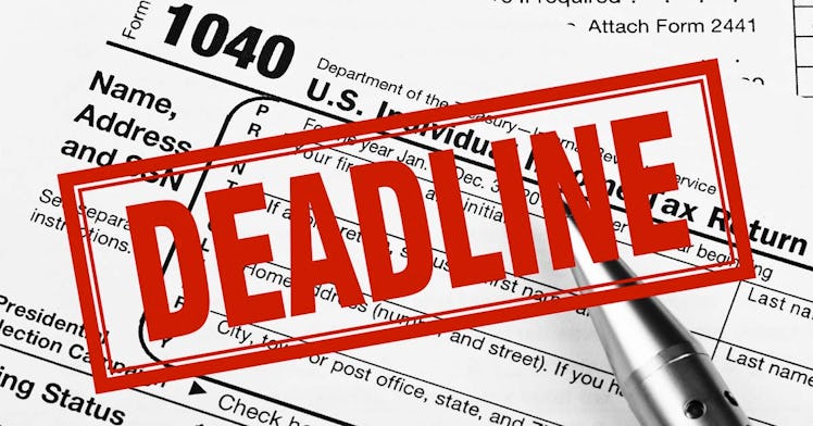 A tax form with a deadline thing on it