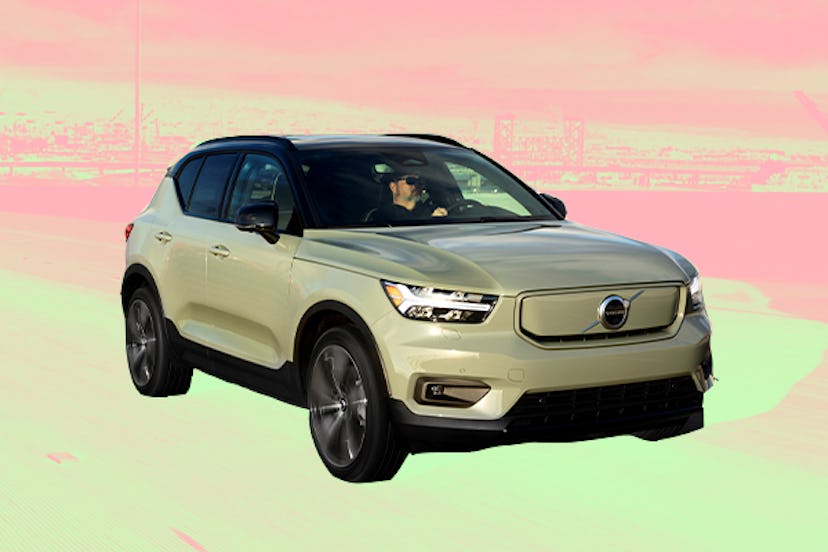 A yellow Volvo XC40 Recharge