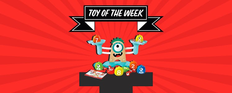 illustration of the hape monster scale under a banner that reads "toy of the week"