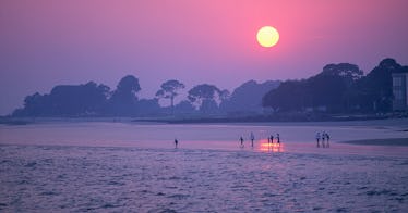 A beautiful sunset on a beach
