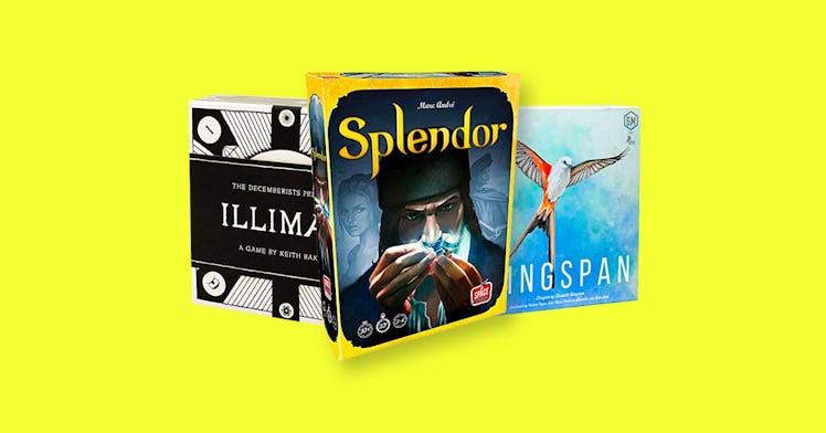 three featured two-player board games for couples against a bright yellow background