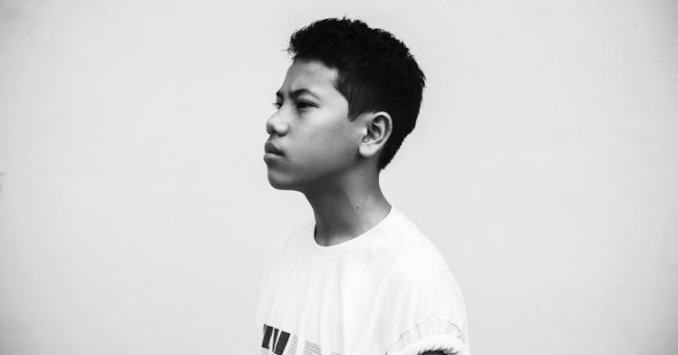 portrait of a child thinking up an effective comeback for bullies