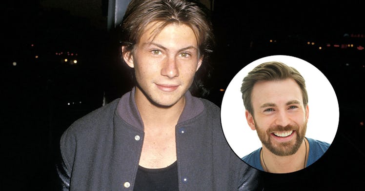 A photo of Christian Slater overlaid by a photo of Chris Evans