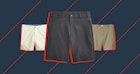混合短裤和斜纹棉布裤是最好的短裤，以海军为背景