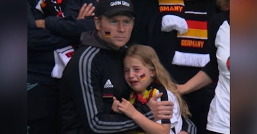 a Germany supporter cries after team loses to England