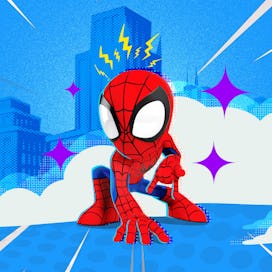 An Illustrated cartoon of Spiderman