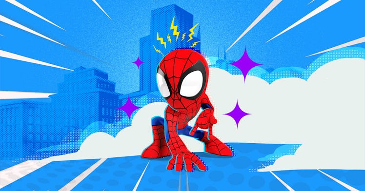An Illustrated cartoon of Spiderman