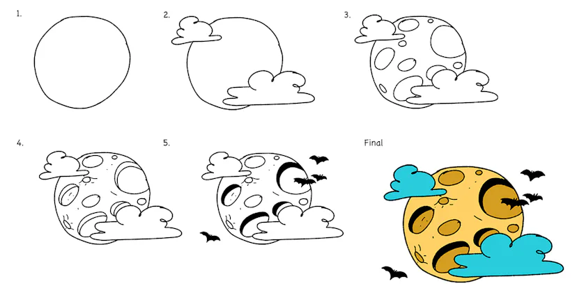 Moon Draw Tutorial How To Draw A Moon With Markers