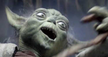 Yoda Falling in The Empire Strikes Back funny face