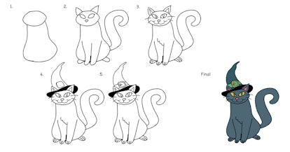 how to draw a cat in 5 simple steps