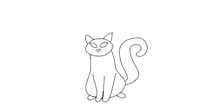 cat drawing step 2 ears and tail