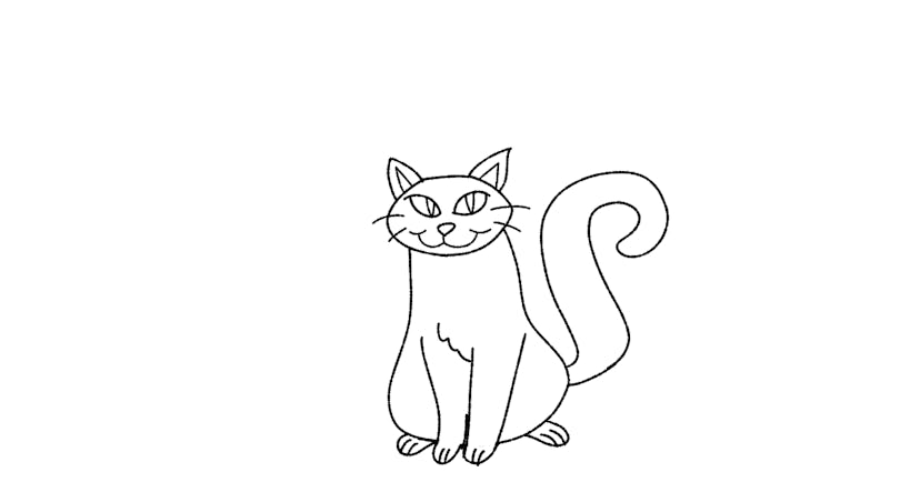 How to draw cat step 3 - body and facial outline