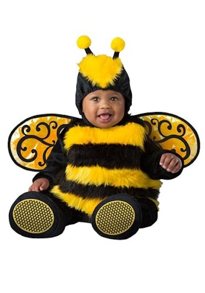 A little boy wearing a Bumble Bee costume