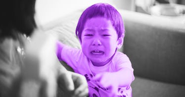 a child who has just experienced a negative punishment crying