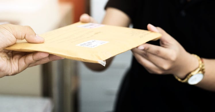 a person receives a mail package