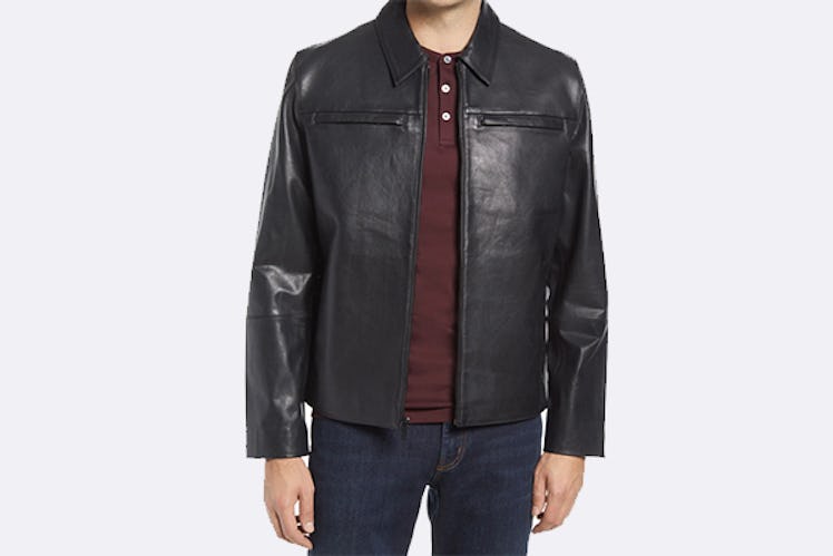 Cole Haan Leather Racer Jacket