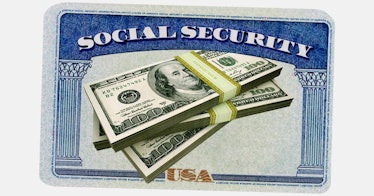 A social security card with some dollar bills on it