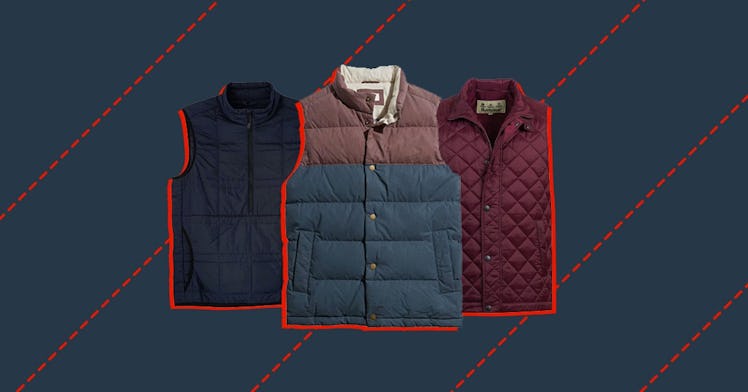 A collage of three great men's vests for fall layering