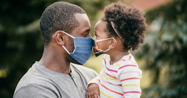 vaccines for kids dad and toddler wearing masks