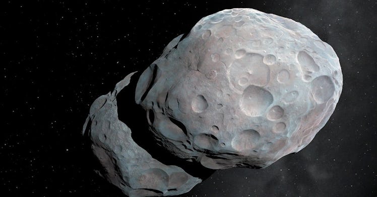 a rendering of an ast eroid in space