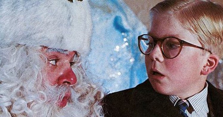 Ralphie staring at Santa