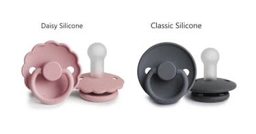Two recalled pacifiers — the Daisy Silicone and Classic Silicone
