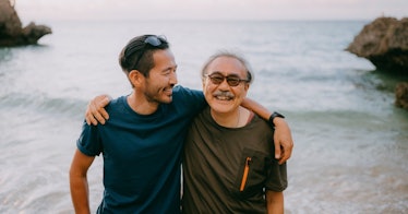 Japanese-father-and-son-smiling-near-beach
