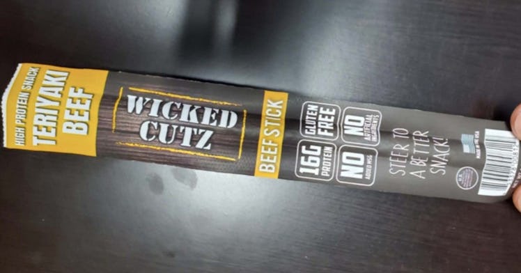 Teriyaki Beef flavored Wicked Cutz beef jerky