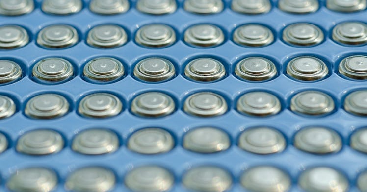 Rows of button batteries.