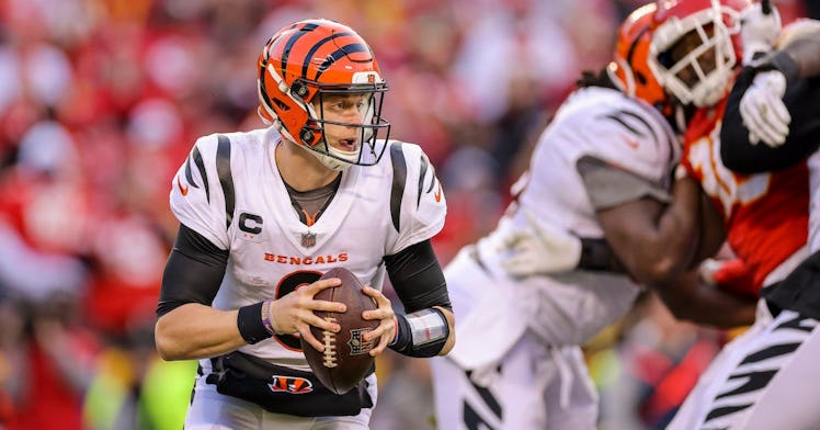 Joe Burrow holding a football