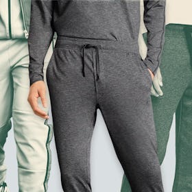 A collage of three male models in men's sweatpants 